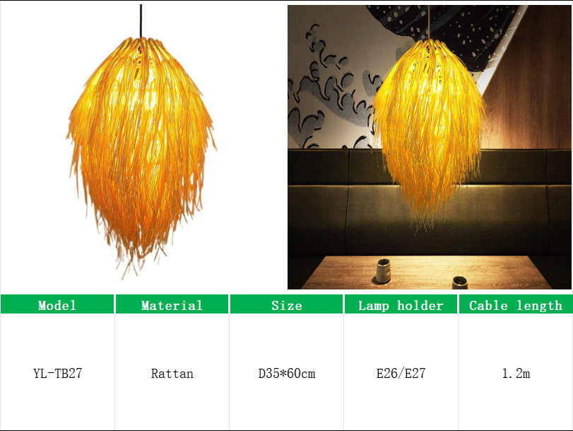 YL-TB27 Wabi-Sabi Rattan Light for Hotel Decoration