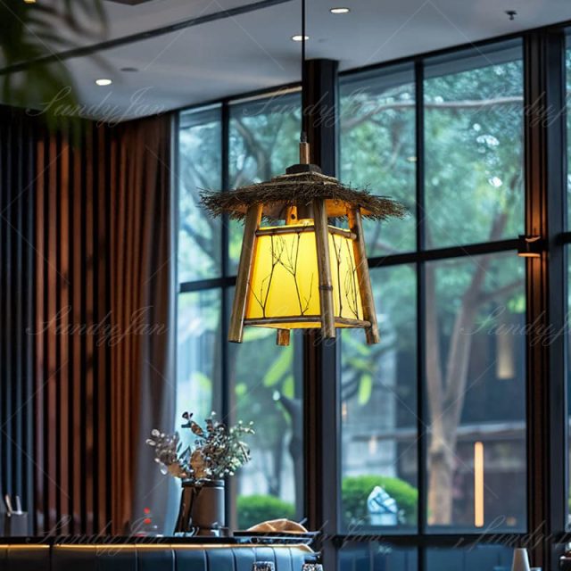 YL-ZB37 Environmentally Friendly Natural Bamboo Hanging Pendant Light for Restaurant and Cafe - Image 2
