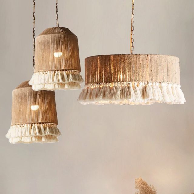 YL-ZS20 Hemp Rope Hanging Bohemian Pendant Lights - Image 3
