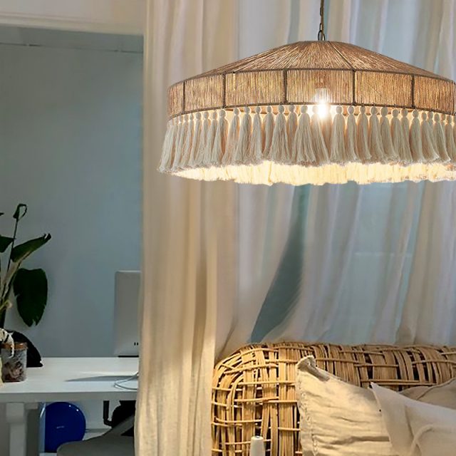 YL-ZS20 Hemp Rope Hanging Bohemian Pendant Lights - Image 2