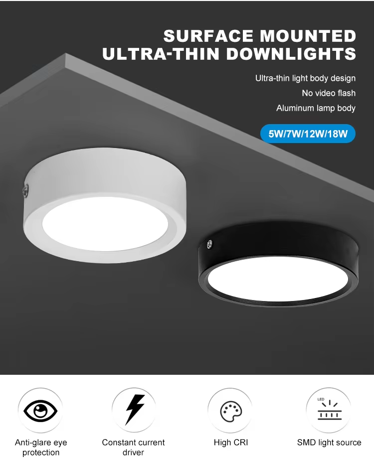 Ultra-thin 5w 10w 15w 20w 25w 30w Factory Outlet Low Price Surface Mounted Iron Shell Led Downlight