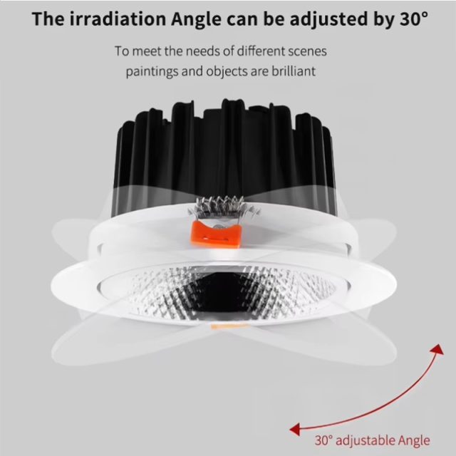 Aluminum Frame and Radiator Adjustable Angle 5w 7w 12w 20w 30w Ceiling Recessed Led Spot Light - Image 4