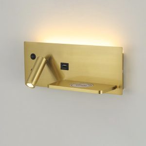 Angle Adjustable Spotlight and Wireless Charger Bedside Led Wall Lamp for Night Reading