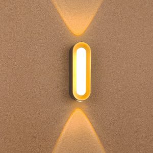 Up Middle Down Illuminated Golden and Black Outdoor Waterproof IP65 Wall Lamps
