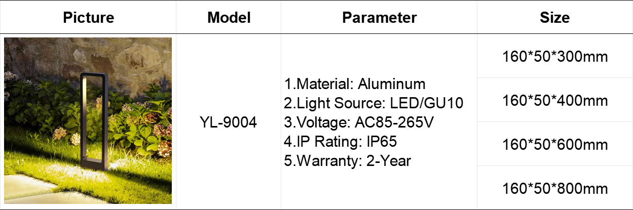YL-9004 Aluminum Outdoor Bollard Light IP65 Waterproof