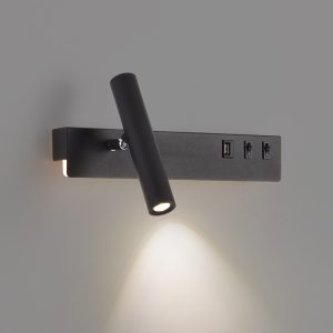 Bedside Reading Wall Lamps with Background Light, USB Charging Port and Angle Adjustable Spotlight