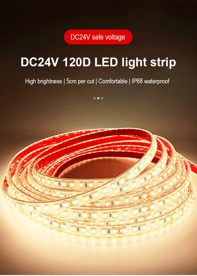 Led Tape Light Outdoor IP68 Waterproof Flexible Silicone SMD 2835 DC 24V Led Strips