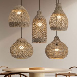 YL-CB01 Grass Pendant Lights Plant Weaving Chandeliers