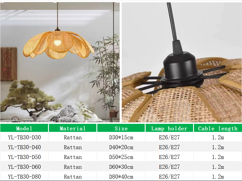 YL-TB30 DIY Petal Shape Rattan Chandeliers & Pendant Light