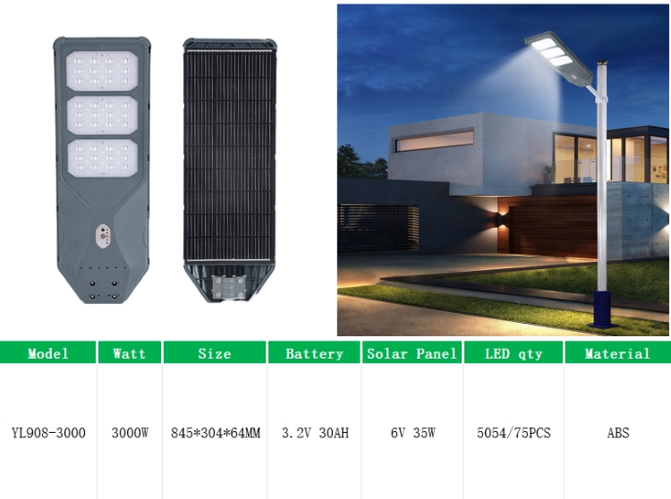 YL908 Solar Street Lamps with 35W Solar Panel 30AH Battery