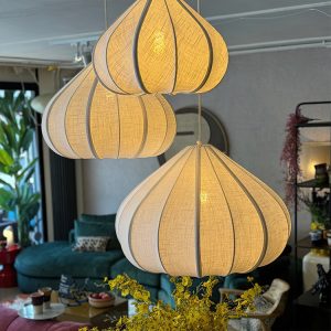 YL-BY25 Onion Teardrop E27 Linen Fabric Pendant Lights